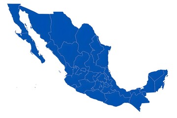 Fototapeta premium Detailed Political Map of Mexico with States Blue Graphic