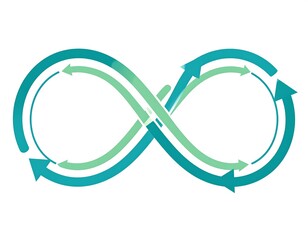 Continuous Flow Illustration: Infinity Arrows in Blue and Green Shades