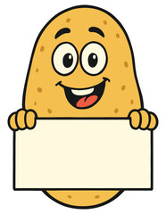Cartoon potato with blank sign