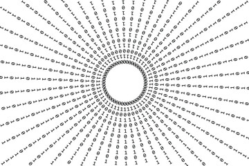 Binary Code Zero One Flowing Radiating Pattern Background Image.