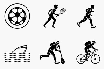 Collection of sport and fitness activity icons isolated on white background