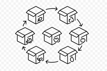 Cycle of giving through interconnected boxes representing shared love and support during a charitable activity