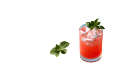 Crimson Cocktail: An expertly crafted beverage tantalizes the senses, adorned with fresh mint leaves, this refreshing and vibrant concoction is a perfect thirst-quencher. 