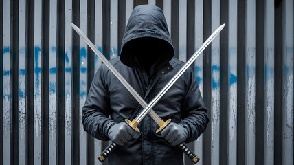 Anonymous Figure Black Hoodie Holding