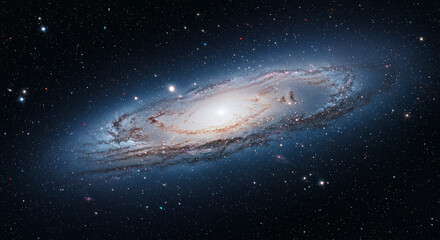 Panoramic View of Edge-On Spiral Galaxy