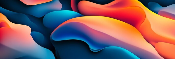 Vivid Abstract Waves in Electric Blue and Fiery Orange with Dynamic Motion on a Black Canvas