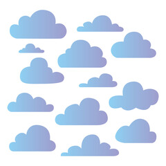 Blue Gradient Cartoon Clouds