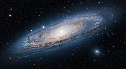 Panoramic View of Edge-On Spiral Galaxy