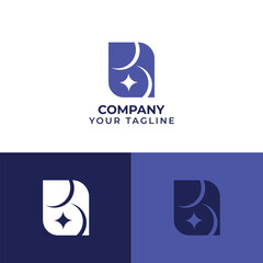 Geometric Moon and Star logo illustration