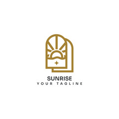 Logo Minimalist Golden Sun Icon Representing Sunrise with Sparkle Accent