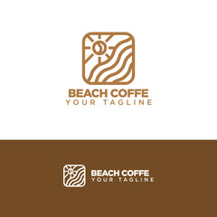 Minimalist Logo Featuring Coffee Bean, Waves, and Sun Design for Branding