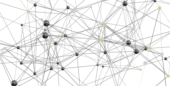 3D rendering of a complex network. Ideal for technology, connection, and global communication concepts.