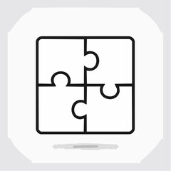 Fototapeta premium Four-piece jigsaw puzzle icon representing a complete solution. A minimalist graphic for concepts of strategy, collaboration, and unity.