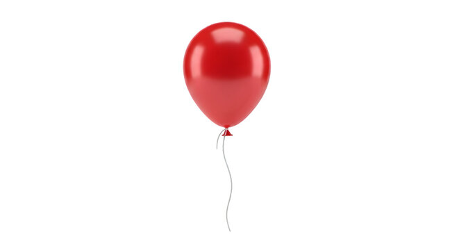 A single vibrant red balloon with a thin string, floating gracefully against a clean transparent background, isolated on transparent background