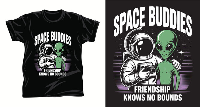 Alien graphic vector T shirt design print.
