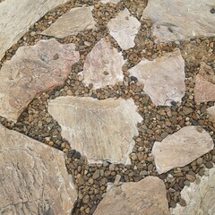 Top view stone walkway in the park, Empty with copy space for text.