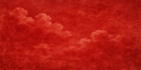 Vibrant red grunge texture resembling a fiery cloudscape on vintage paper, perfect for a dynamic art background
