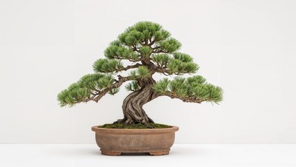 Chinese miniature tree set on a white surface