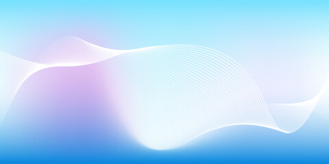 Abstract blue gradient background with shining lines waves. Minimalist background for banner, poster, cover, brochure, flyer, website. Vector