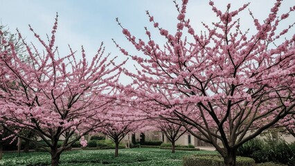 Spring flowers in full bloom with a scenic sky backdrop