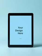 Tablet isolated with blue screen, featuring a blank area for your design