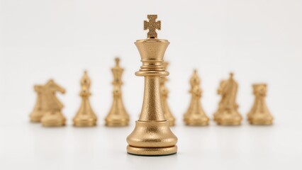 The king and queen chess pieces positioned ahead of others