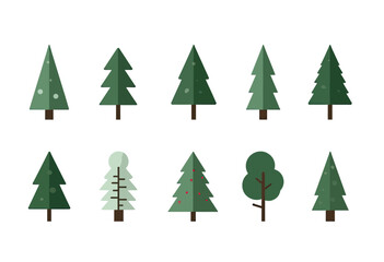 Fototapeta premium Seamless winter forest pattern with minimalist flat design fir and pine trees, a versatile vector background for holiday gift wrap or nursery wallpaper. 