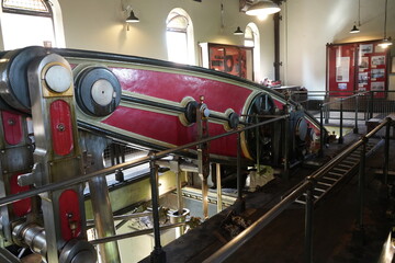 Papplewick Pumping Station, Nottingham, England - August 10, 2025: Ornate detailing inside a Victorian beam engine at Papplewick Pumping Station.