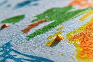 Colorful art creation captures vibrant textures on textured paper during an afternoon art activity