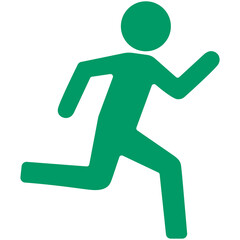 green silhouette running man icon