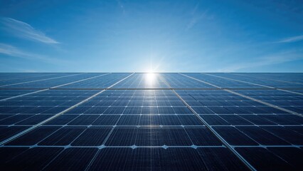 Zoomed image of polycrystalline solar modules set up to convert sun rays into clean renewable energy