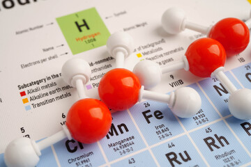 Molecules chemical on a periodic table background. © Pakawadee