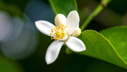 Close-up of a vibrant citrus blossom