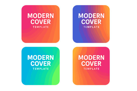 Modern abstract gradient square cover background set. Vibrant colorful vector templates for flyer, brochure, social media post, banner, web design, digital product, branding, app, and print