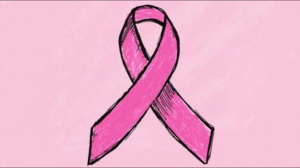 Pink ribbon animation symbolizing breast cancer awareness progression - Powered by Adobe