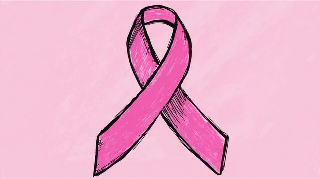 Pink ribbon animation symbolizing breast cancer awareness progression - Powered by Adobe