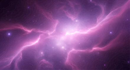 Naklejka premium Abstract cosmic nebula display of swirling, vibrant purple and pink hues.