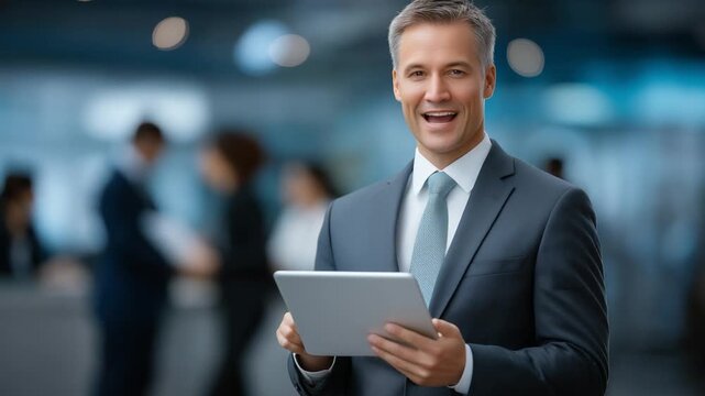 Workflow automation on tablet with collaborating colleagues, symbolizing digital teamwork, business efficiency, project management, innovation and modern technology