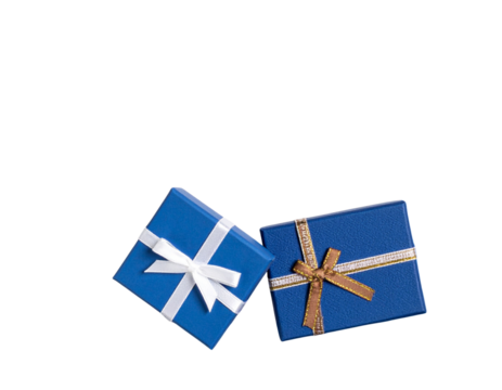 Open Blue and White Father’s Day Card with Gift on Minimal Surface, Overhead Perspective, isolated