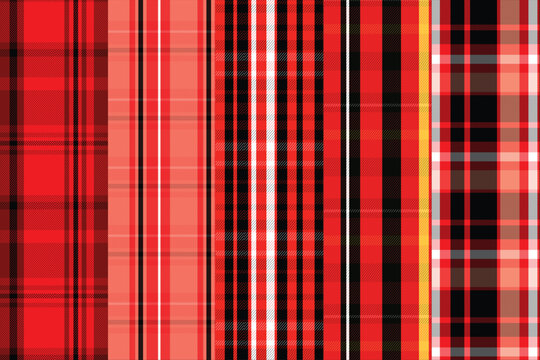 Red Black White Tartan Check Plaid Seamless Pattern Background Flannel Shirt Fabric Textures