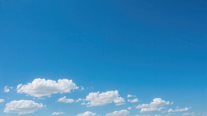 Vivid Blue Sky Featuring Fluffy Clouds