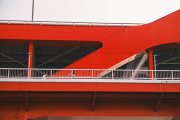 Obraz premium ポートアイランド、真っ赤な橋の外観の風景、神戸、日本