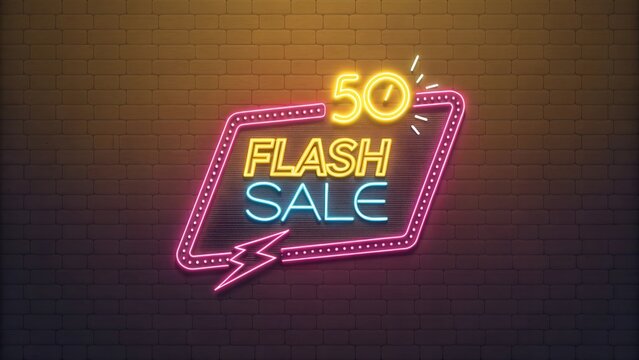 neon flash sale banner discount product advertise