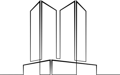 Continuous one line drawing building logo. Linear design. House symbol.One continuous line isolated minimal illustration.Not AI.