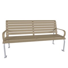 Metal bench with slats isolated on transparent