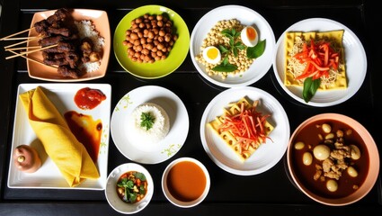 Assortment of delicious middle eastern dishes and appetizers