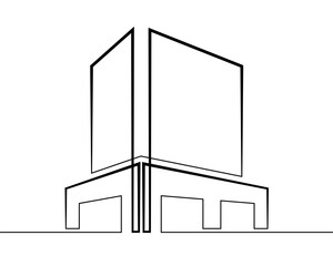 Continuous one line drawing building logo. Linear design. House symbol.One continuous line isolated minimal illustration.Not AI.