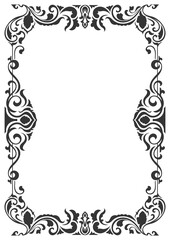 Lanna pattern, vintage frame, black lines, border, picture frame