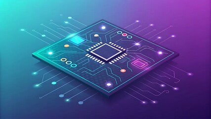 Futuristic circuit board with glowing lights technology