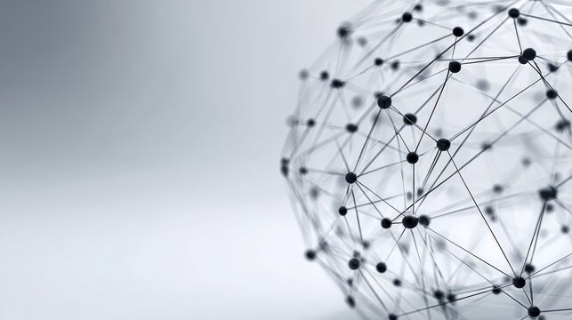 Abstract Network Connection Structure Forming a Globe, Representing Futuristic Technology and Data Transmission on White Background - Powered by Adobe
